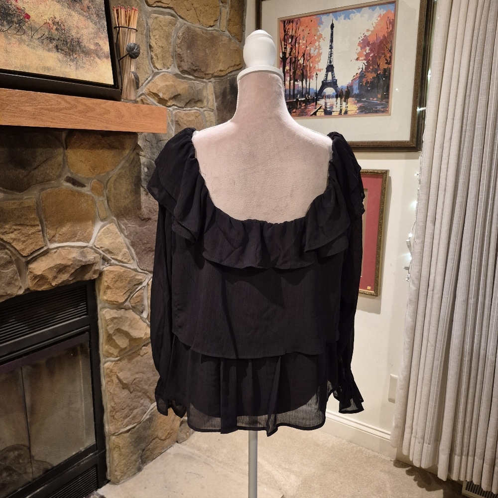 NWT Lot Of 2 Time And Tru Womens Long Sleeve Ruffle Blouse Size XL - Picture 6 of 11
